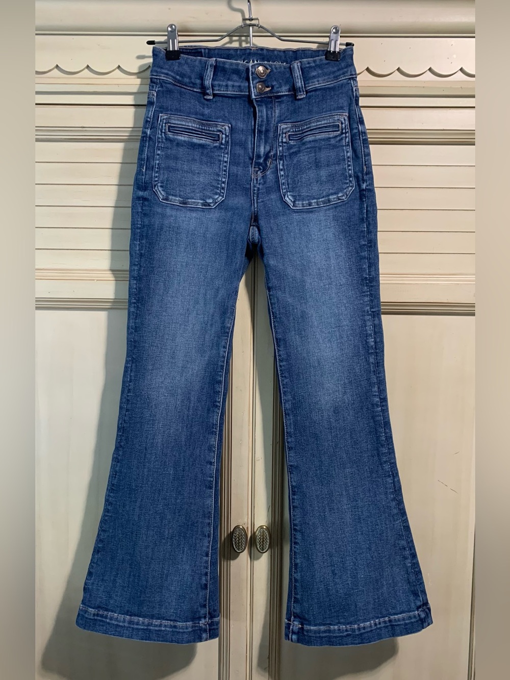 American Eagle Outfitters Blue Wide-Leg Flare Jeans